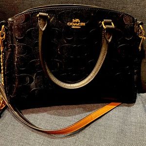 Coach Mini sage carryall in signature patent leather